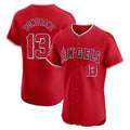 Rebec LA.Angels #13 Drew Pomeranz Player Red Home Limited Elite Stitched Jerseys