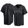 Rebec LA.Angels #16 Yusei Kikuchi Player Black Pitch Fashion T-shirt Stitched Jerseys