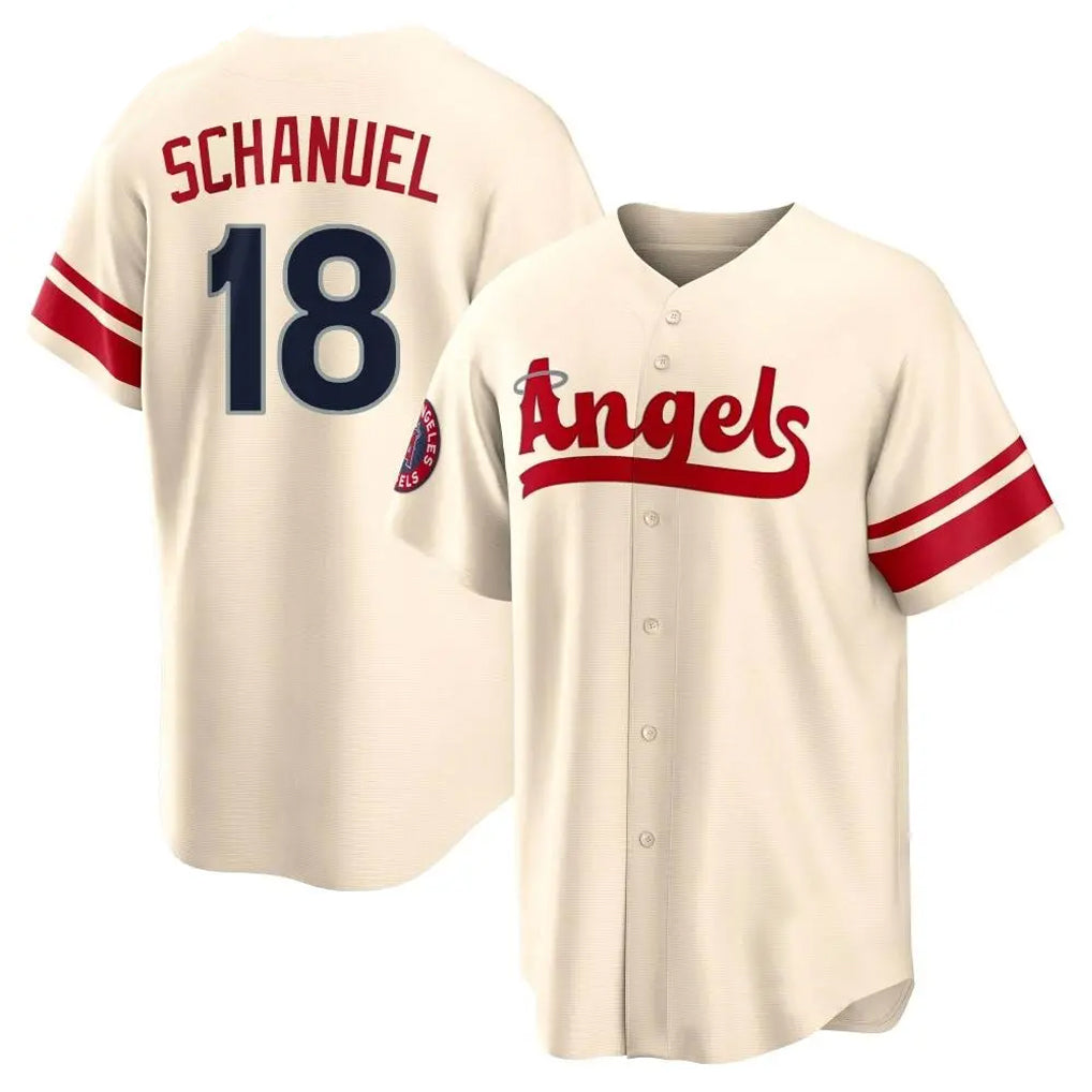 Rebec LA.Angels #18 Nolan Schanuel Player Cream City Connect Home Stitched Jerseys