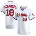 Rebec LA.Angels #18 Nolan Schanuel Player White T-shirt Home Limited Stitched Jerseys