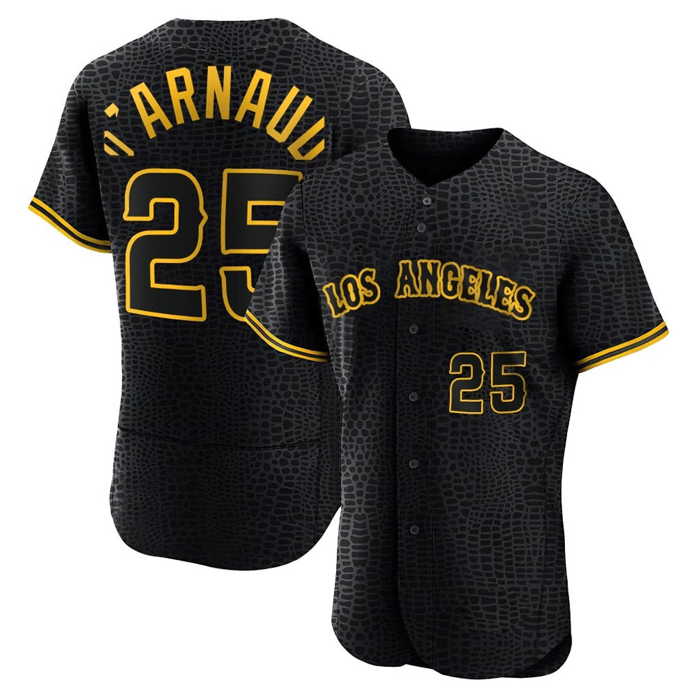 Rebec LA.Angels #25 Travis d'Arnaud Player Black Snake Skin City Limited Elite Home Stitched Jerseys