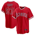 Rebec LA.Angels #27 Mike Trout Player Red Home Game Stitched Jerseys