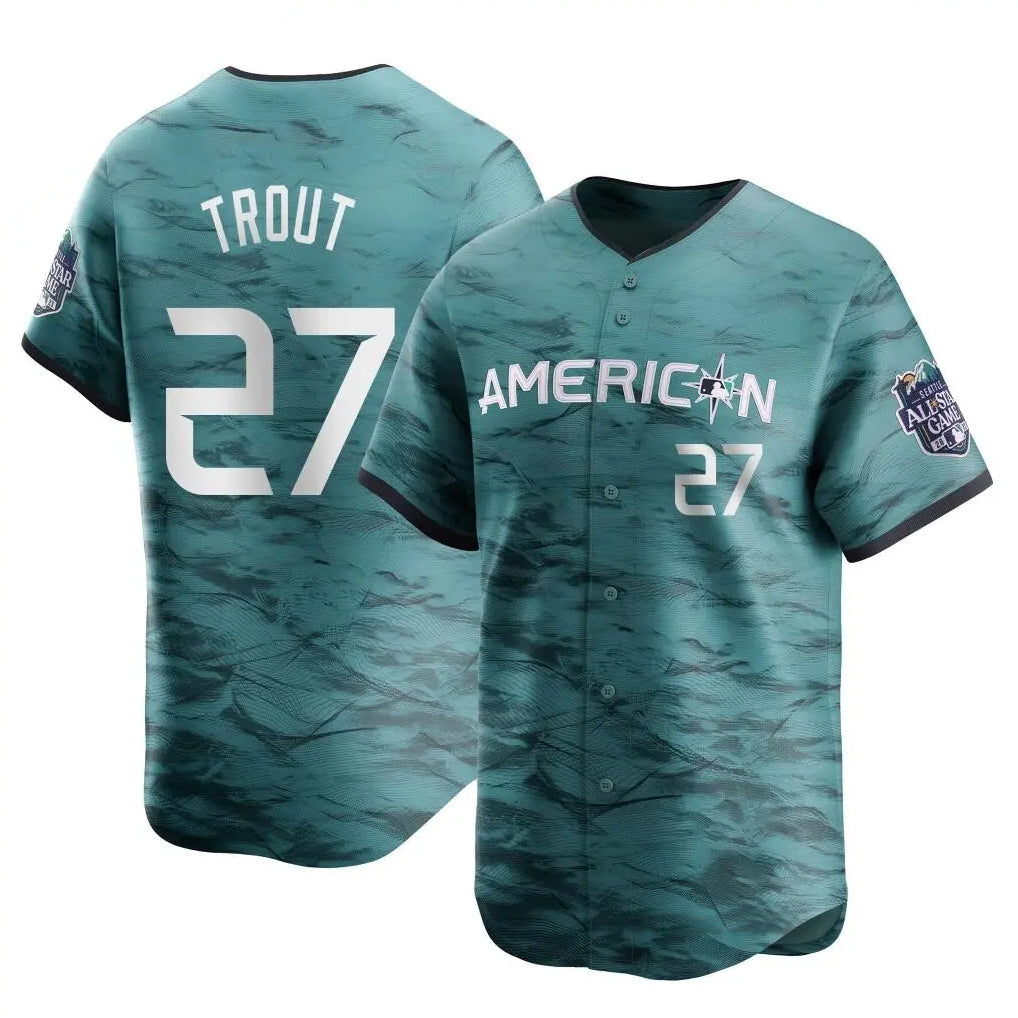 Rebec LA.Angels #27 Mike Trout Player Teal Limited American League Game Vapor Premier All-Star Stitched Jerseys