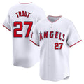 Rebec LA.Angels #27 Mike Trout Player White Limited Home Stitched Jerseys