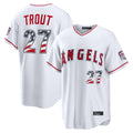 Rebec LA.Angels #27 Mike Trout Player White USA 250 Fourth of July Limited Home Game Stitched Jerseys