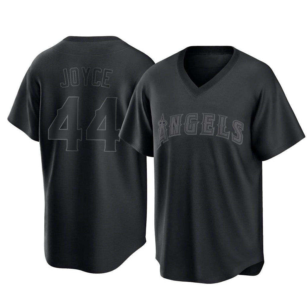 Rebec LA.Angels #44 Ben Joyce Player Black Pitch Fashion T-shirt Stitched Jerseys