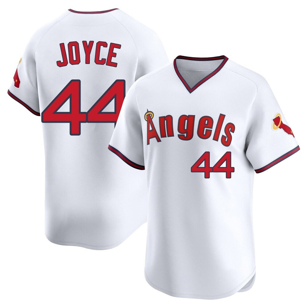 Rebec LA.Angels #44 Ben Joyce Player White T-shirt Home Limited Stitched Jerseys