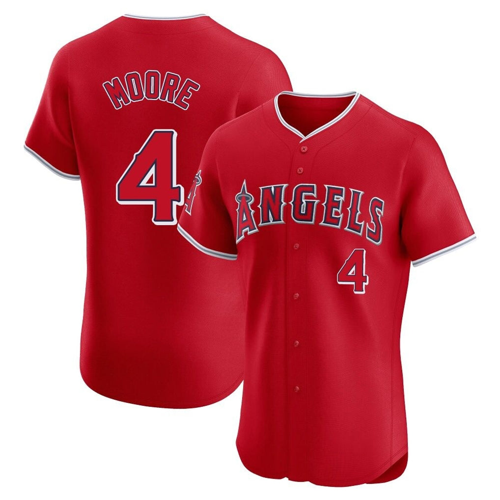 Rebec LA.Angels #4 Christian Moore Player Red Home Limited Elite Stitched Jerseys