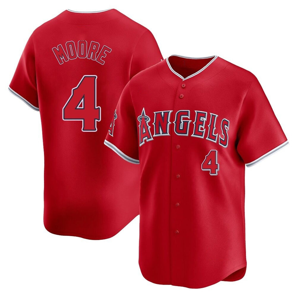 Rebec LA.Angels #4 Christian Moore Player Red Home Limited Stitched Jerseys
