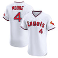 Rebec LA.Angels #4 Christian Moore Player White T-shirt Home Limited Elite Stitched Jerseys