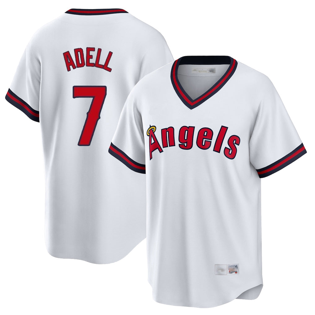 Rebec LA.Angels #7 Jo Adell Player White T-shirt Home Game Stitched Jerseys