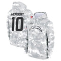 Rebec LA.Chargers #10 Justin Herbert Player Arctic Camo Salute to Service Hoodies Limited Game Stitched Jerseys