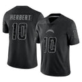 Rebec LA.Chargers #10 Justin Herbert Player Black Limited Reflective Home Game Stitched Jerseys