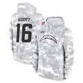 Rebec LA.Chargers #16 J.K. Scott Player Arctic Camo Salute to Service Hoodies Limited Game Stitched Jerseys