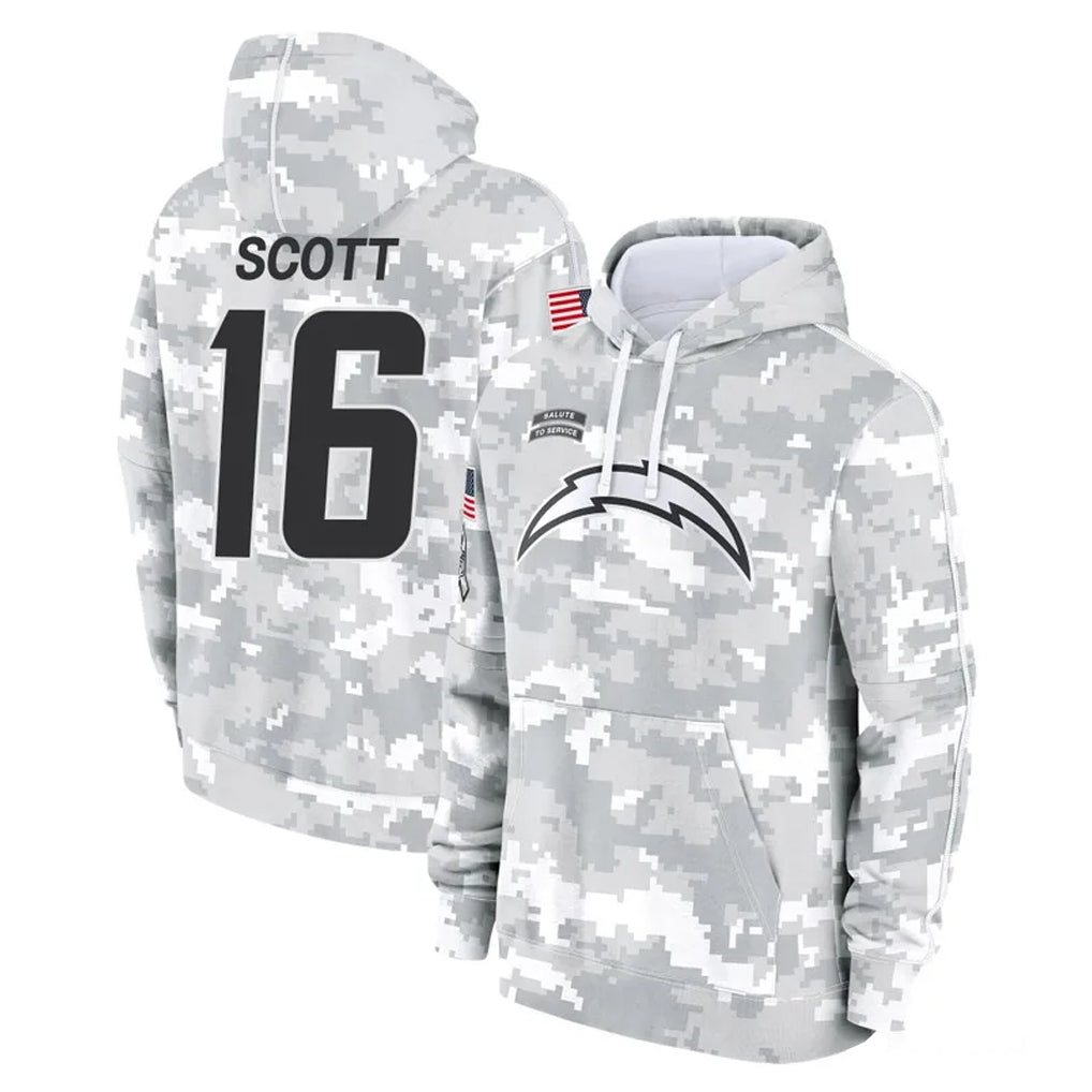 Rebec LA.Chargers #16 J.K. Scott Player Arctic Camo Salute to Service Hoodies Limited Game Stitched Jerseys