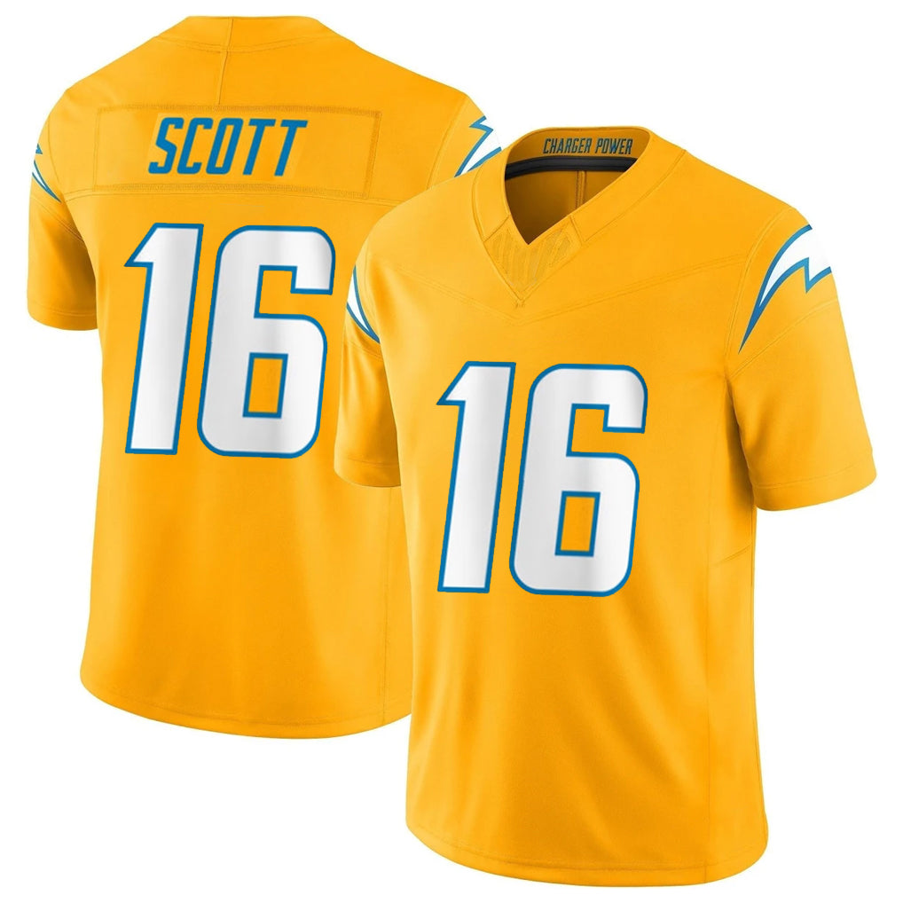 Rebec LA.Chargers #16 J.K. Scott Player Gold Limited Vapor F.U.S.E. Home Game Stitched Jerseys