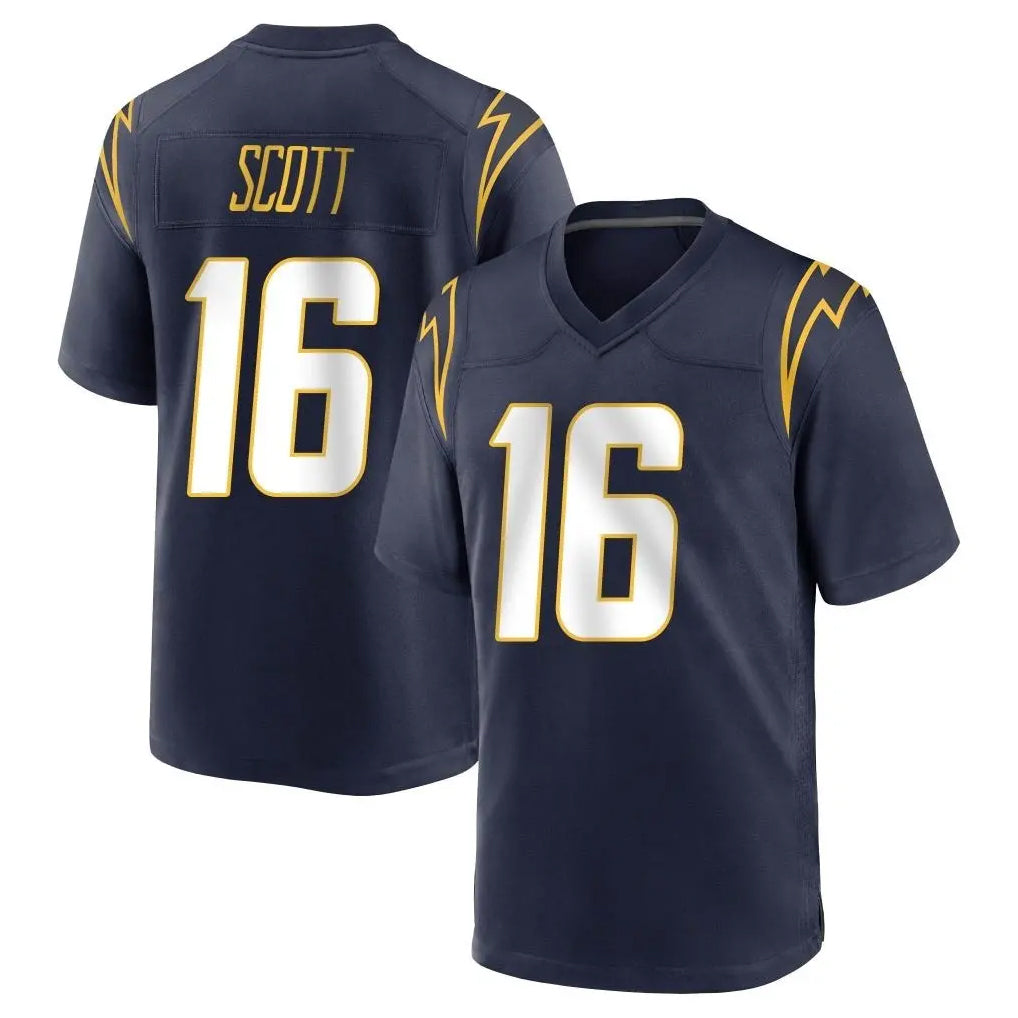 Rebec LA.Chargers #16 J.K. Scott Player Navy Home Game Stitched Jerseys