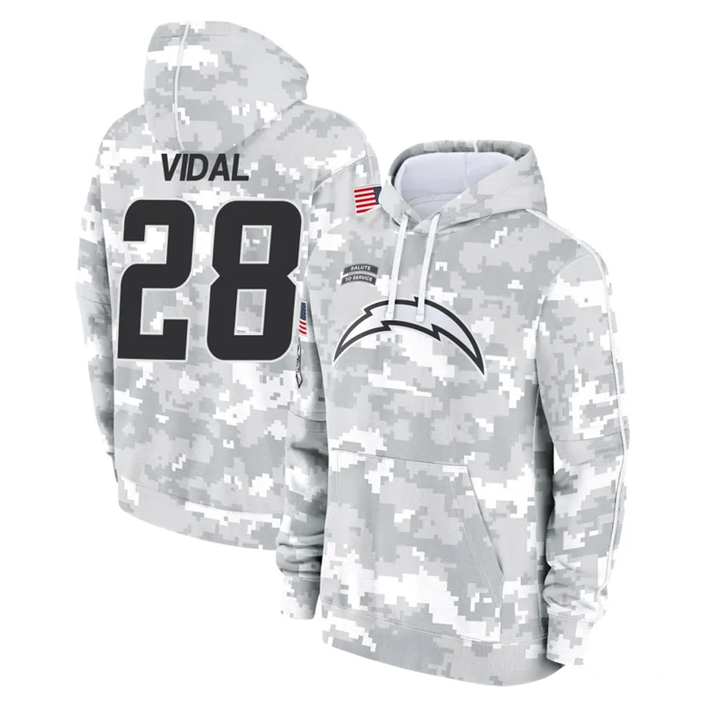 Rebec LA.Chargers #28 Kimani Vidal Player Arctic Camo Salute to Service Hoodies Limited Game Stitched Jerseys