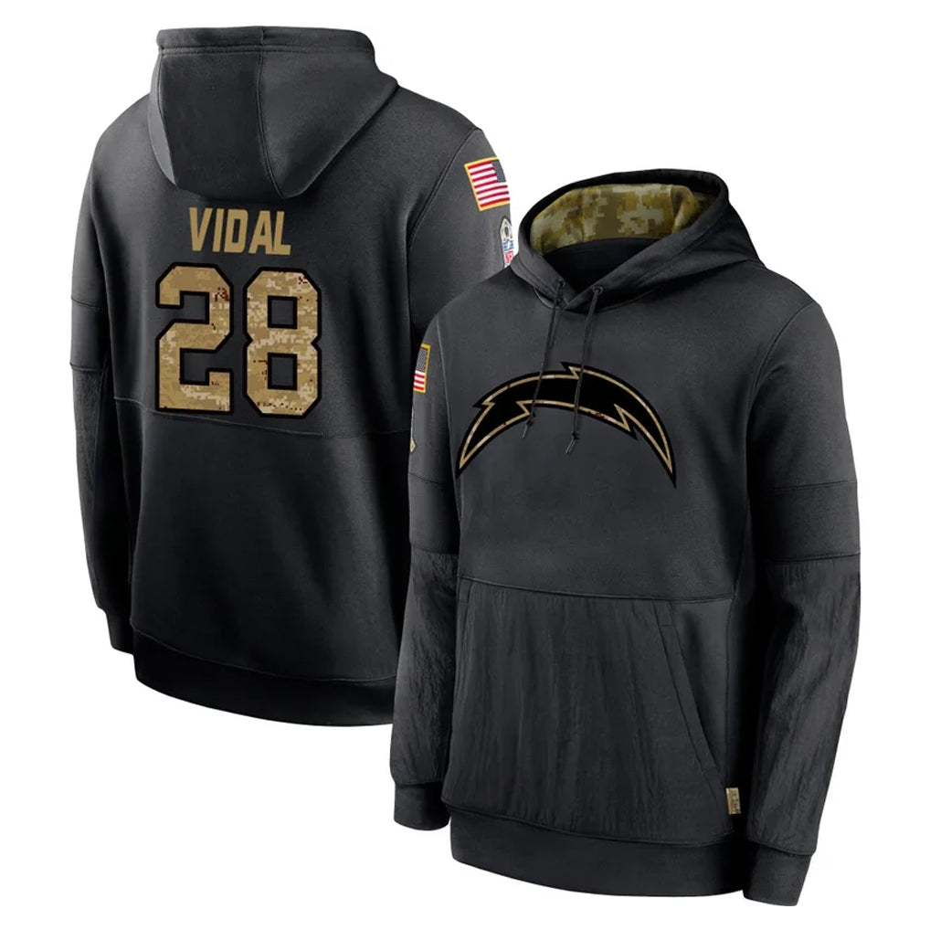 Rebec LA.Chargers #28 Kimani Vidal Player Black Salute to Service Hoodies Limited Game Stitched Jerseys
