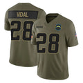 Rebec LA.Chargers #28 Kimani Vidal Player Olive 2025 Salute To Service Limited Game Stitched Jerseys
