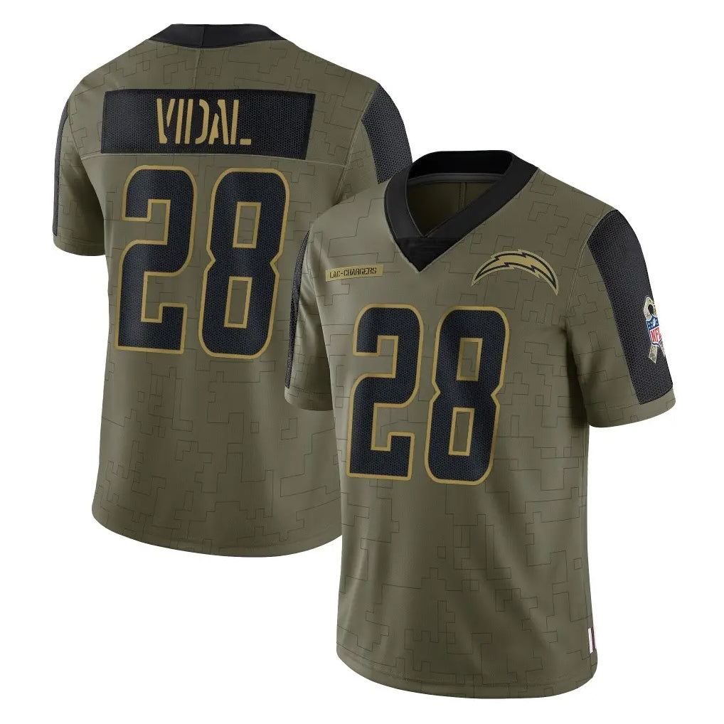 Rebec LA.Chargers #28 Kimani Vidal Player Olive Salute To Service Limited Game Stitched Jerseys