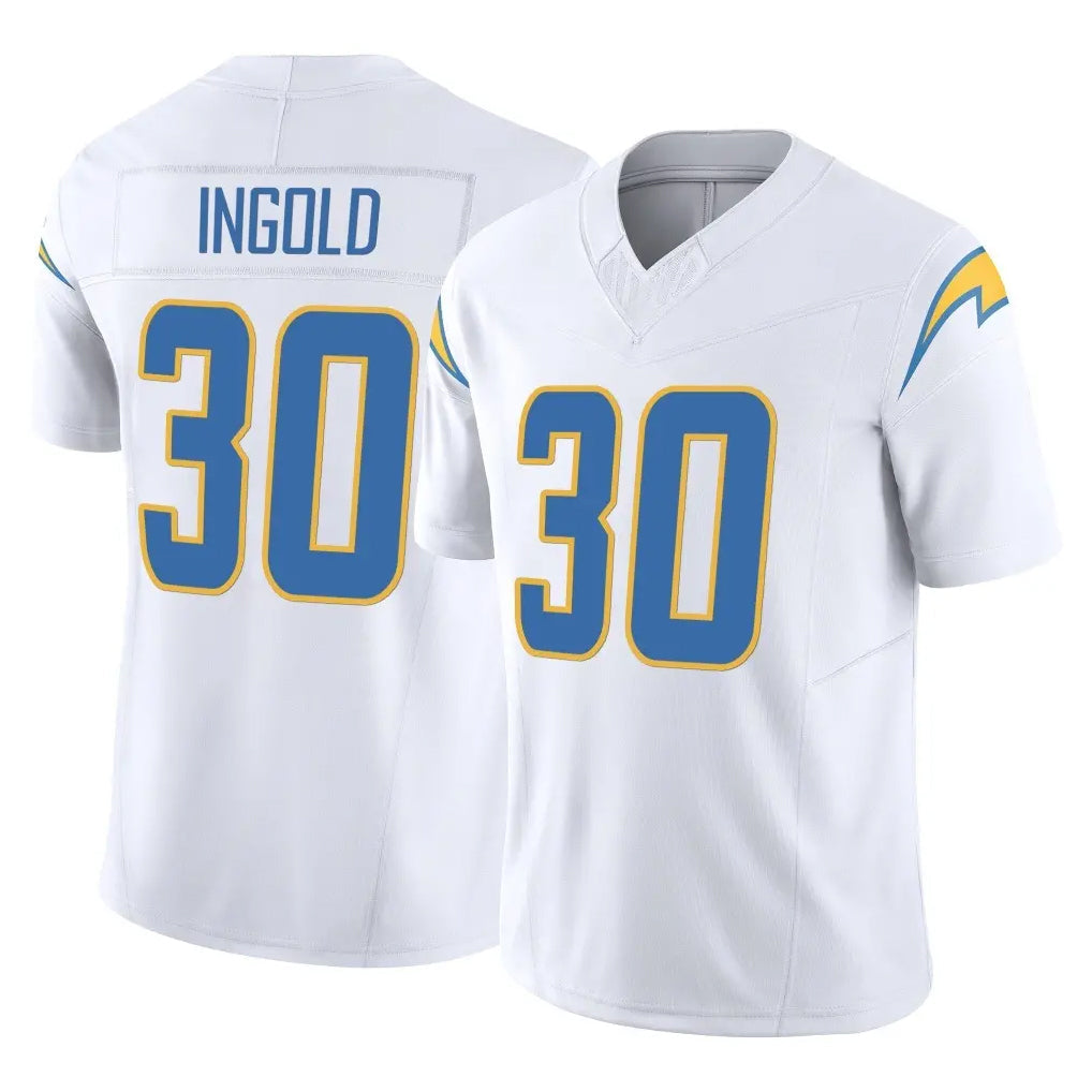 Rebec LA.Chargers #30 Alec Ingold Player White Limited Vapor F.U.S.E. Home Game Stitched Jerseys