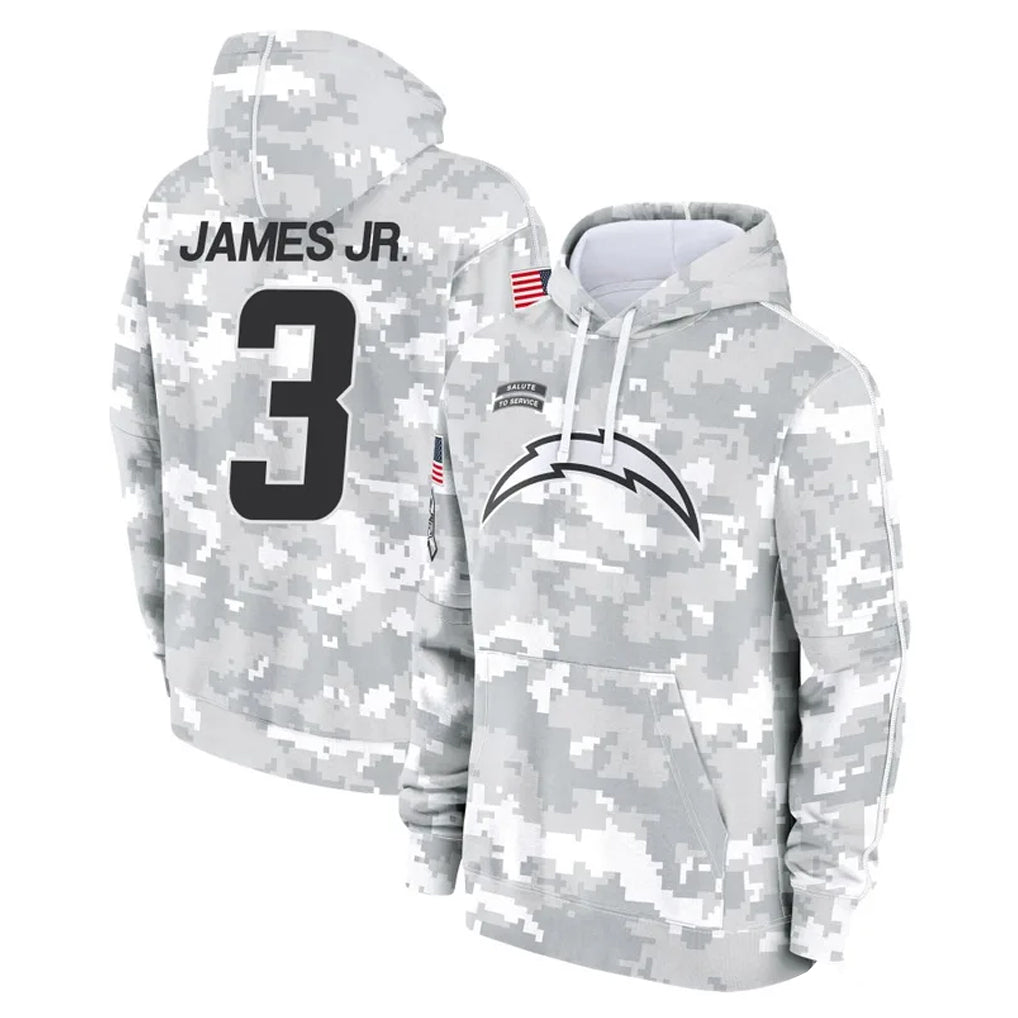 Rebec LA.Chargers #3 Derwin James Jr. Player Arctic Camo Salute to Service Hoodies Limited Game Stitched Jerseys