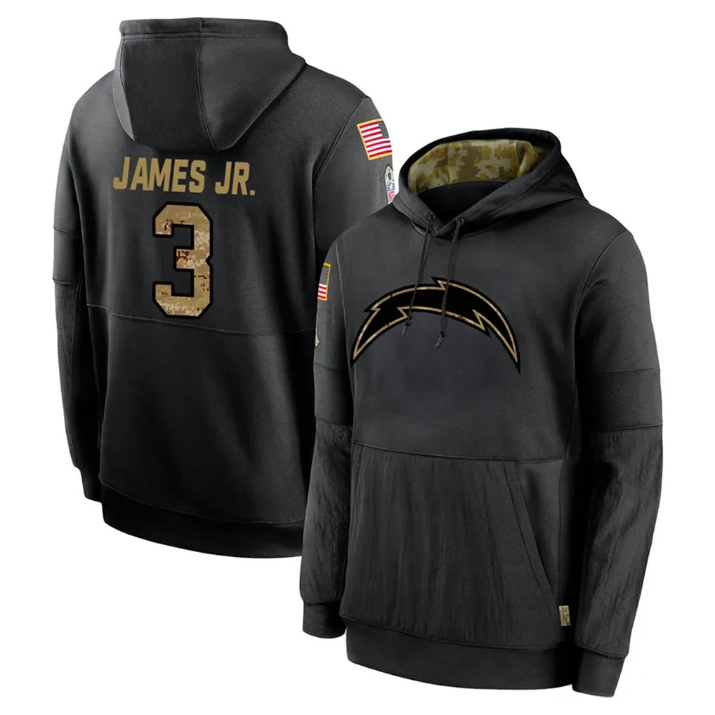 Rebec LA.Chargers #3 Derwin James Jr. Player Black Salute to Service Hoodies Limited Game Stitched Jerseys