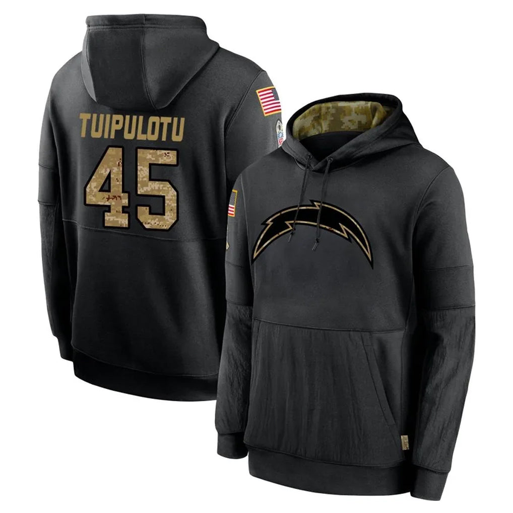 Rebec LA.Chargers #45 Tuli Tuipulotu Player Black Salute to Service Hoodies Limited Game Stitched Jerseys