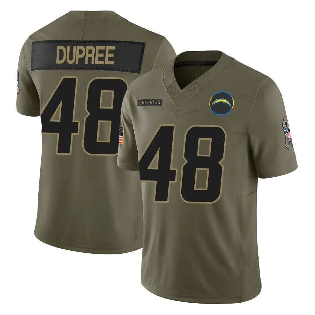 Rebec LA.Chargers #48 Bud Dupree Player Olive 2025 Salute To Service Limited Game Stitched Jerseys