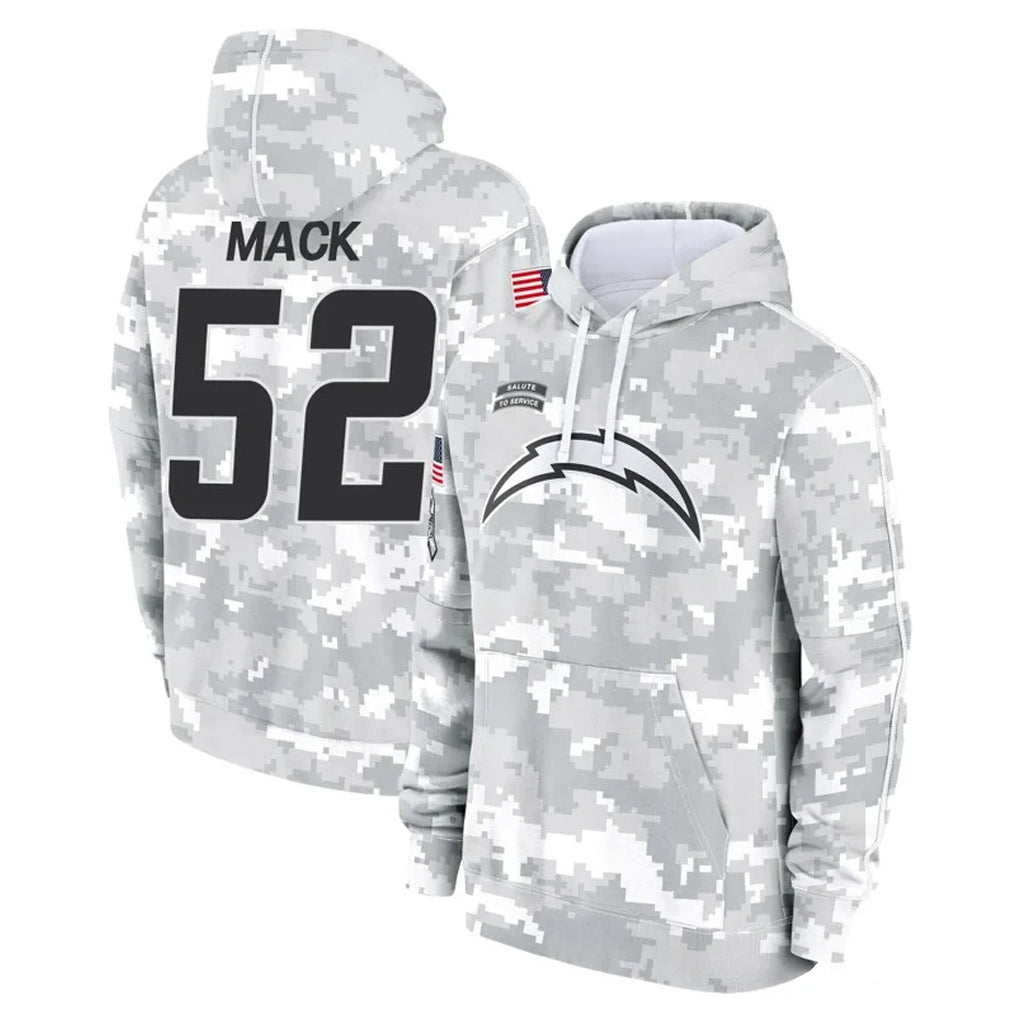 Rebec LA.Chargers #52 Khalil Mack Player Arctic Camo Salute to Service Hoodies Limited Game Stitched Jerseys