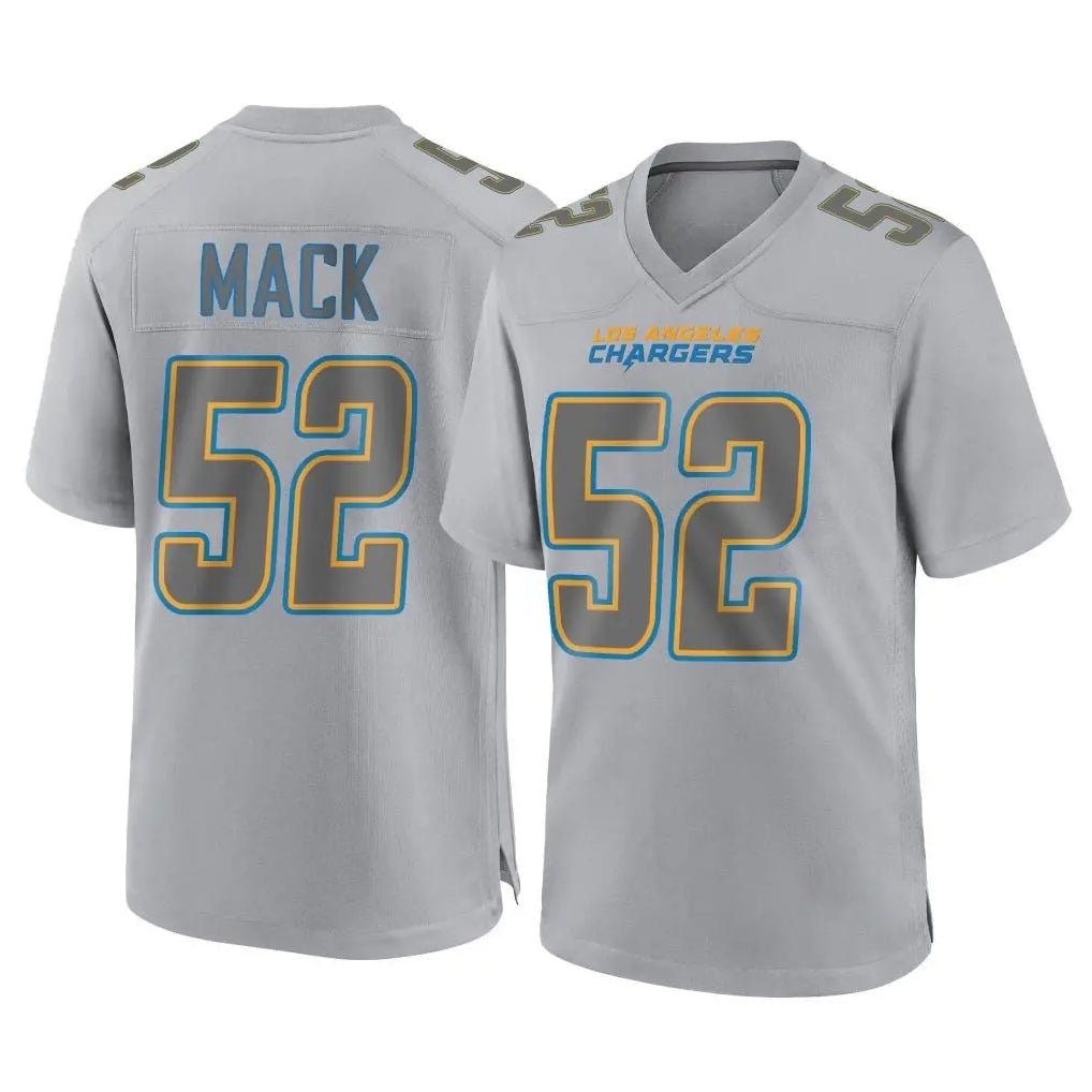 Rebec LA.Chargers #52 Khalil Mack Player Gray Atmosphere Fashion Home Game Stitched Jerseys