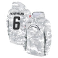 Rebec LA.Chargers #6 Denzel Perryman Player Arctic Camo Salute to Service Hoodies Limited Game Stitched Jerseys