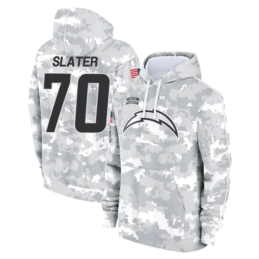 Rebec LA.Chargers #70 Rashawn Slater Player Arctic Camo Salute to Service Hoodies Limited Game Stitched Jerseys