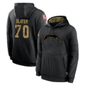 Rebec LA.Chargers #70 Rashawn Slater Player Black Salute to Service Hoodies Limited Game Stitched Jerseys