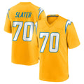 Rebec LA.Chargers #70 Rashawn Slater Player Gold Home Game Stitched Jerseys