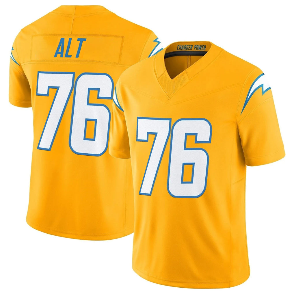 Rebec LA.Chargers #76 Joe Alt Player Gold Limited Vapor F.U.S.E. Home Game Stitched Jerseys