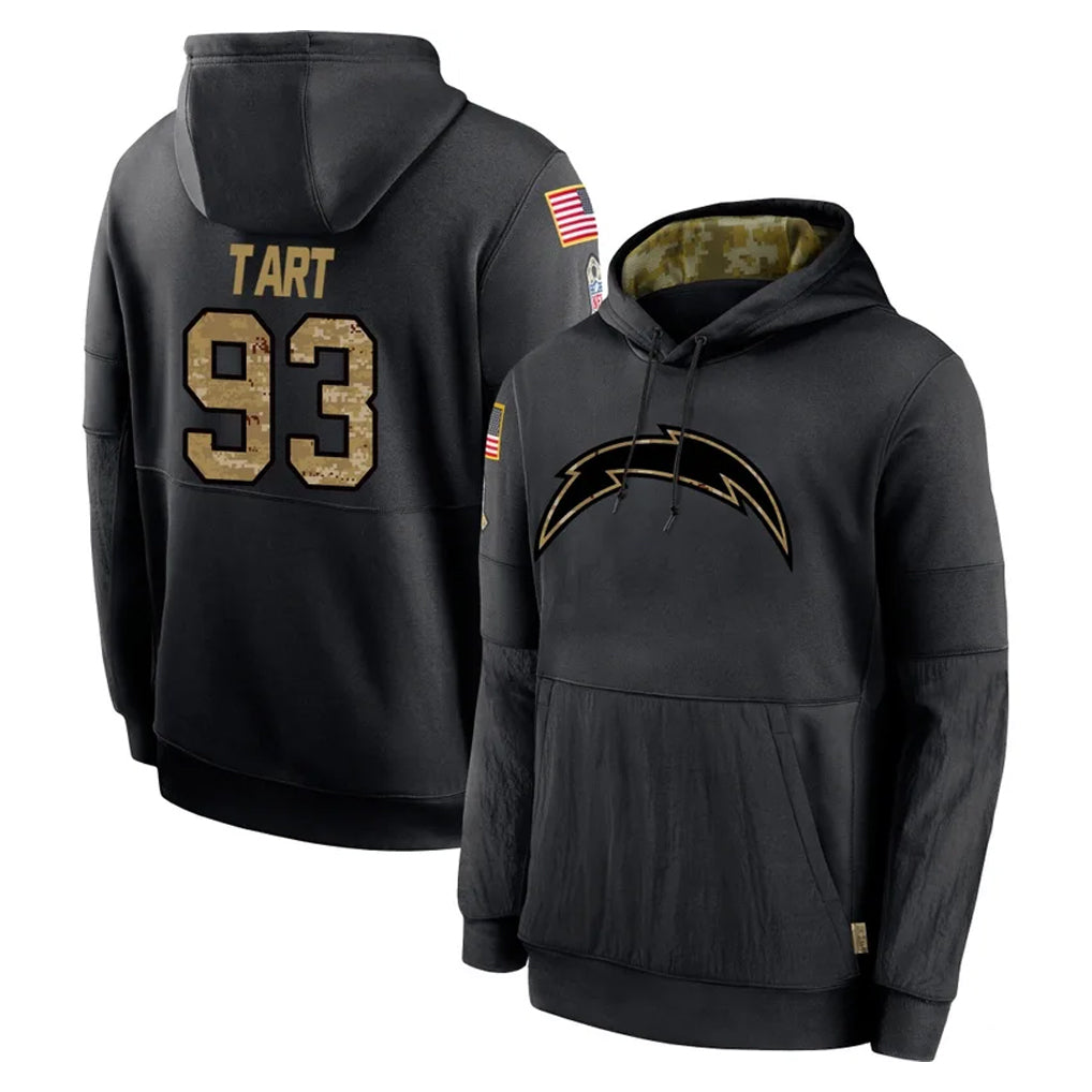 Rebec LA.Chargers #93 Teair Tart Player Black Salute to Service Hoodies Limited Game Stitched Jerseys
