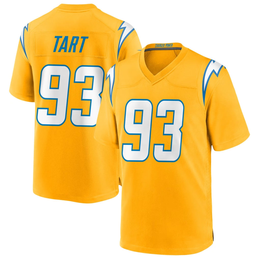 Rebec LA.Chargers #93 Teair Tart Player Gold Home Game Stitched Jerseys