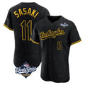 Rebec LA.Dodgers #11 Roki Sasaki Player Black World Series Snake Skin City Limited Elite Home Stitched Jerseys