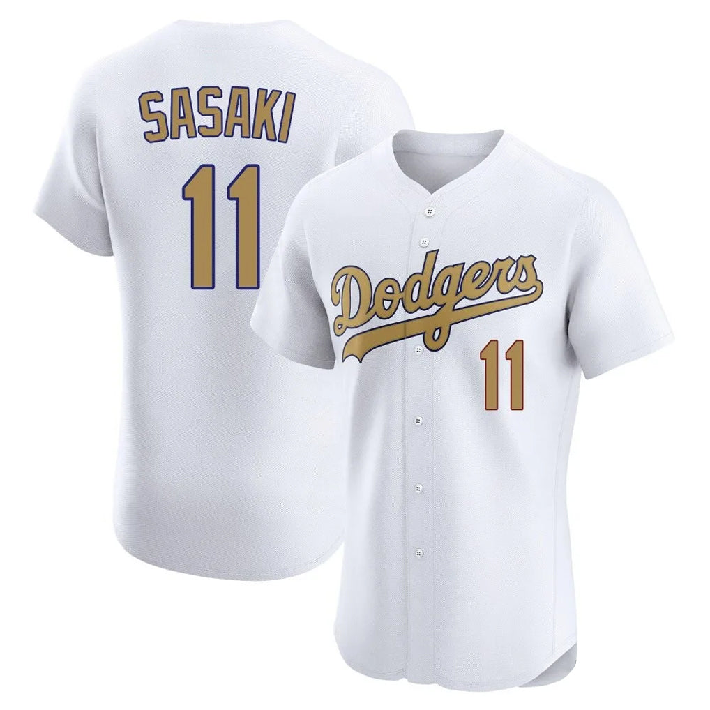 Rebec LA.Dodgers #11 Roki Sasaki Player Gold Limited Elite Home Stitched Jerseys