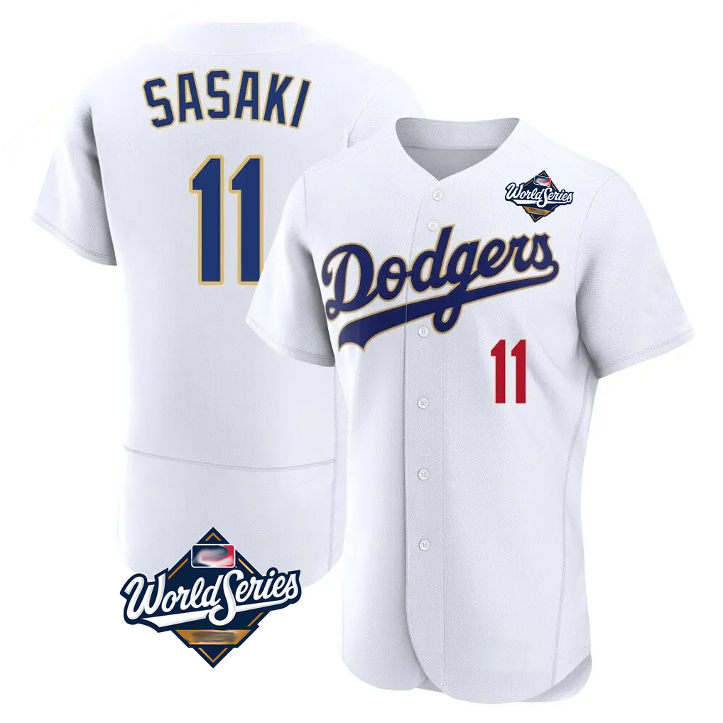 Rebec LA.Dodgers #11 Roki Sasaki Player Gold White World Series 2026 Collection Stadium Limited Elite Stitched Jerseys