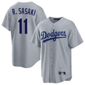 Rebec LA.Dodgers #11 Roki Sasaki Player Gray Game Stitched Jerseys
