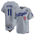 Rebec LA.Dodgers #11 Roki Sasaki Player Gray World Series Limited Home Stitched Jerseys