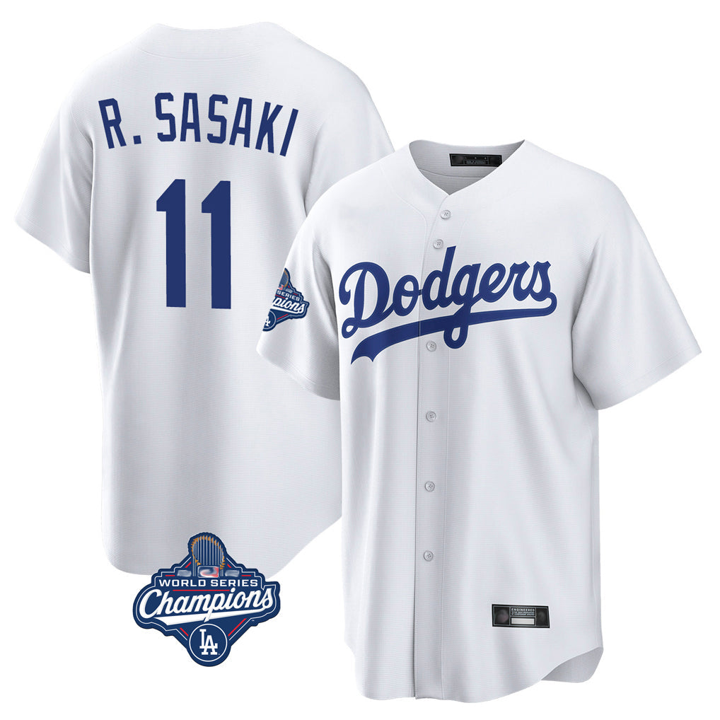 Rebec LA.Dodgers #11 Roki Sasaki Player White World Series Meet Game Home Stitched Jerseys