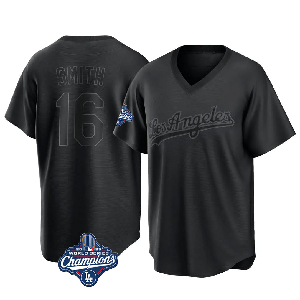 Rebec LA.Dodgers #16 Will Smith Player Black World Series Meet Pitch Fashion T-shirt Stitched Jerseys