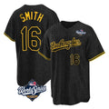 Rebec LA.Dodgers #16 Will Smith Player Black World Series Snake Skin City Game Home Stitched Jerseys