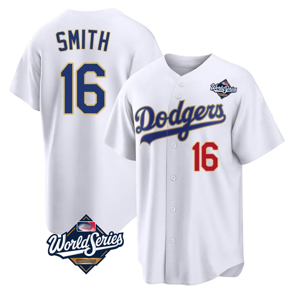 Rebec LA.Dodgers #16 Will Smith Player Gold White World Series 2026 Collection Stadium Limited Stitched Jerseys