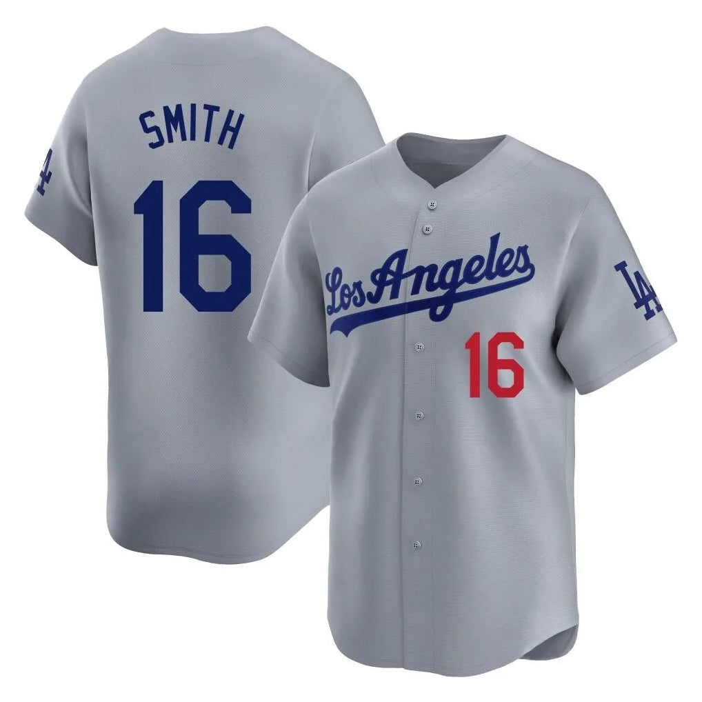 Rebec LA.Dodgers #16 Will Smith Player Gray World Series Game Home Stitched Jerseys