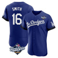 Rebec LA.Dodgers #16 Will Smith Player Royal World Series City Connect Elite Home Stitched Jerseys